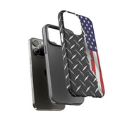 American Flag & Diamond Plate Phone Case - Durable Protection for Patriotic Spirit - Tough Cases