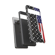 American Flag & Diamond Plate Phone Case - Durable Protection for Patriotic Spirit - Tough Cases