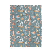 Nautical Velveteen Plush Blanket - Cozy Ocean-Inspired Throw for Beach Lovers