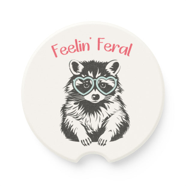 Feelin’ Feral Racoon Soapstone Car Coaster