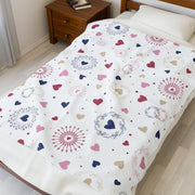 Cozy Heart Pattern Velveteen Plush Blanket - Ideal for Home Decor, Gifting, and Romantic Occasions