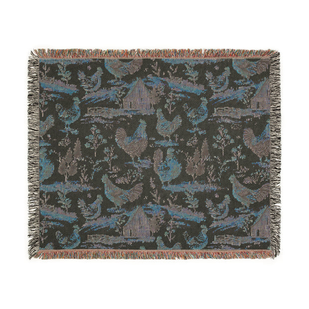 Cozy Farmhouse Woven Blanket - Rustic Chicken Design for Country Living