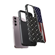 American Flag & Diamond Plate Phone Case - Durable Protection for Patriotic Spirit - Tough Cases