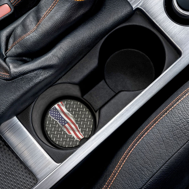 American Flag  Soapstone Car Coaster