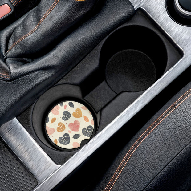 Autumn Leaves Soapstone Car Coaster - Stylish Drink Holder for Fall Decor