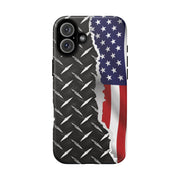 American Flag & Diamond Plate Phone Case - Durable Protection for Patriotic Spirit - Tough Cases