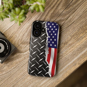 American Flag & Diamond Plate Phone Case - Durable Protection for Patriotic Spirit - Tough Cases