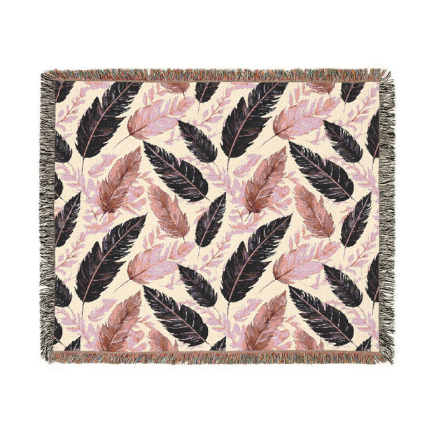 Bohemian Leaf Woven Blanket - Cozy Decorative Throw for Home