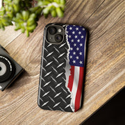 American Flag & Diamond Plate Phone Case - Durable Protection for Patriotic Spirit - Tough Cases