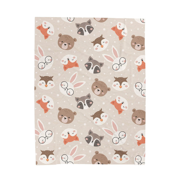 Cozy Velveteen Plush Blanket with Adorable Animal Print
