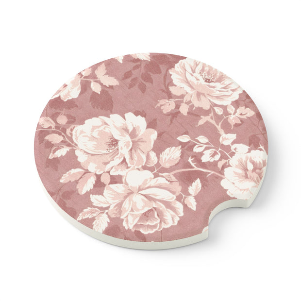 Shabby Chic Flowers Soapstone Car Coaster