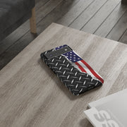 American Flag & Diamond Plate Phone Case - Durable Protection for Patriotic Spirit - Tough Cases
