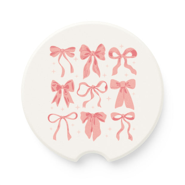 Pink Bows Coquette Soapstone Car Coaster