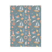 Nautical Velveteen Plush Blanket - Cozy Ocean-Inspired Throw for Beach Lovers