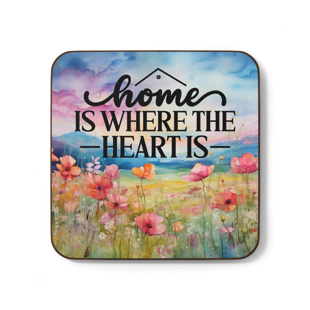 Home is Where the Heart is - Hardboard Back Coaster