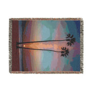 Tropical Sunset Woven Blanket - Cozy Home Decor for Beach Lovers