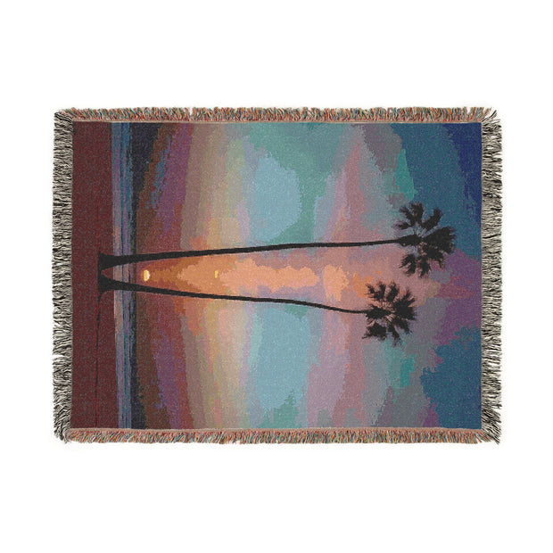 Tropical Sunset Woven Blanket - Cozy Home Decor for Beach Lovers