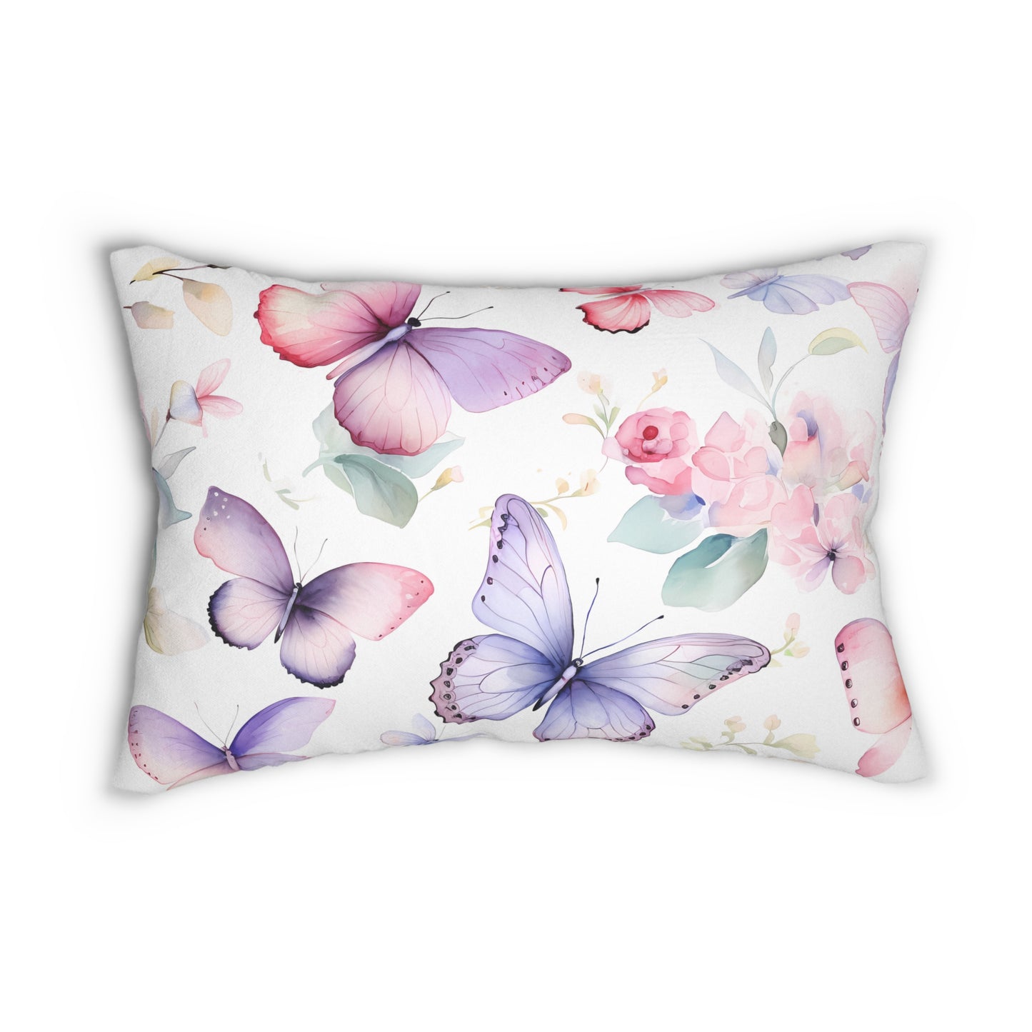 Pastel Butterflies - Spun Polyester Lumbar Pillow