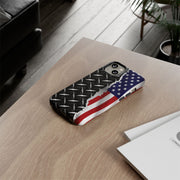 American Flag & Diamond Plate Phone Case - Durable Protection for Patriotic Spirit - Tough Cases