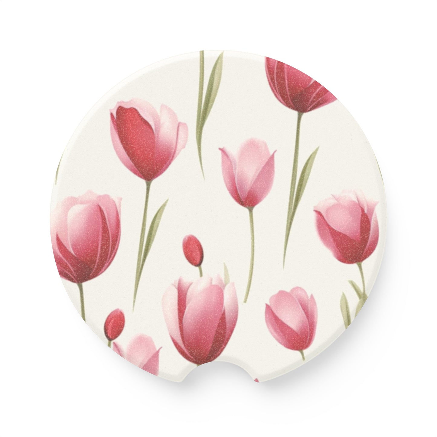 Pink Tulips Soapstone Car Coaster