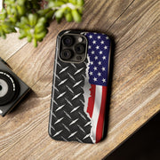 American Flag & Diamond Plate Phone Case - Durable Protection for Patriotic Spirit - Tough Cases