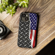 American Flag & Diamond Plate Phone Case - Durable Protection for Patriotic Spirit - Tough Cases