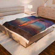 Tropical Sunset Velveteen Plush Blanket - Cozy Beach Vibes for Home Decor