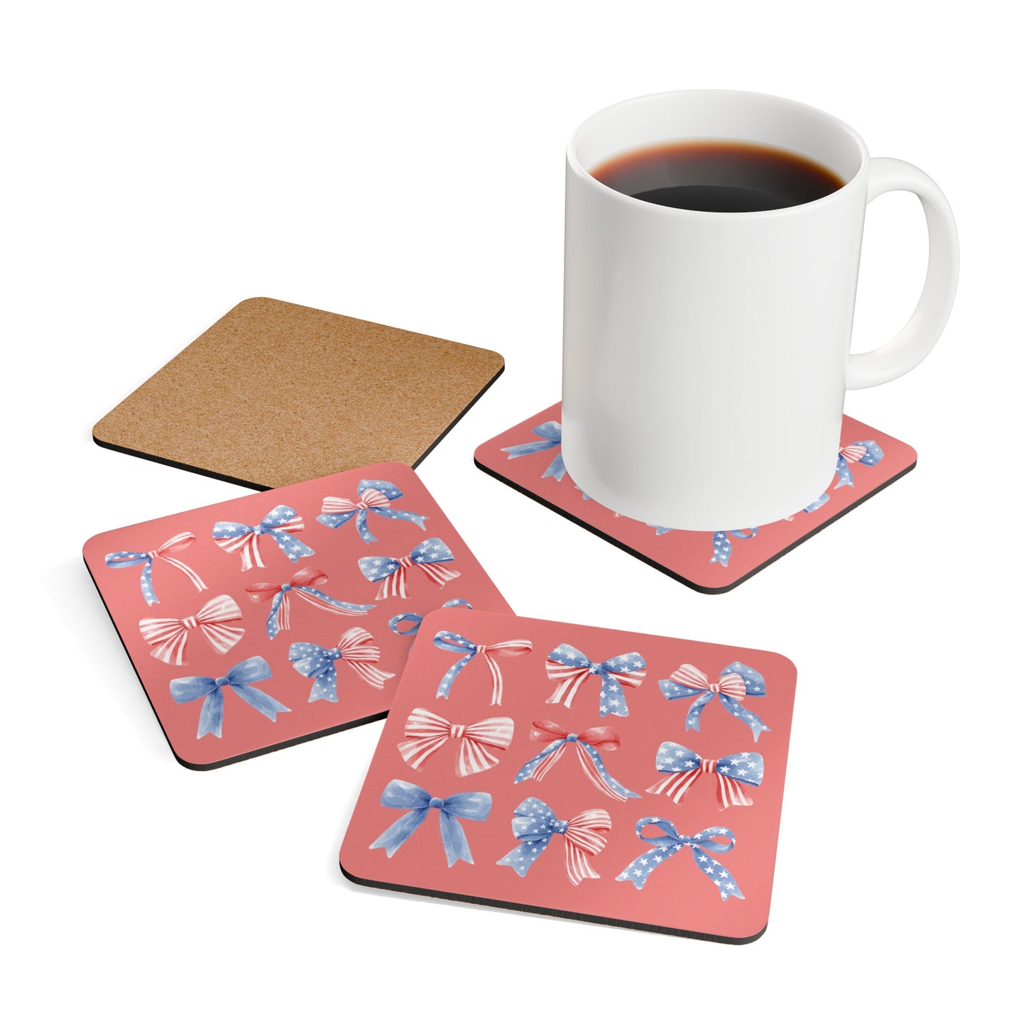 Coquette Bows 4th of July - Corkwood Coaster Set