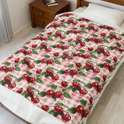 Cherry Plaid Velveteen Plush Blanket - Cozy Home Décor for All Seasons