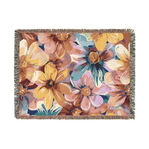 Tropical Floral Woven Blanket - Cozy Home Decor for All Seasons