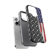 American Flag & Diamond Plate Phone Case - Durable Protection for Patriotic Spirit - Tough Cases