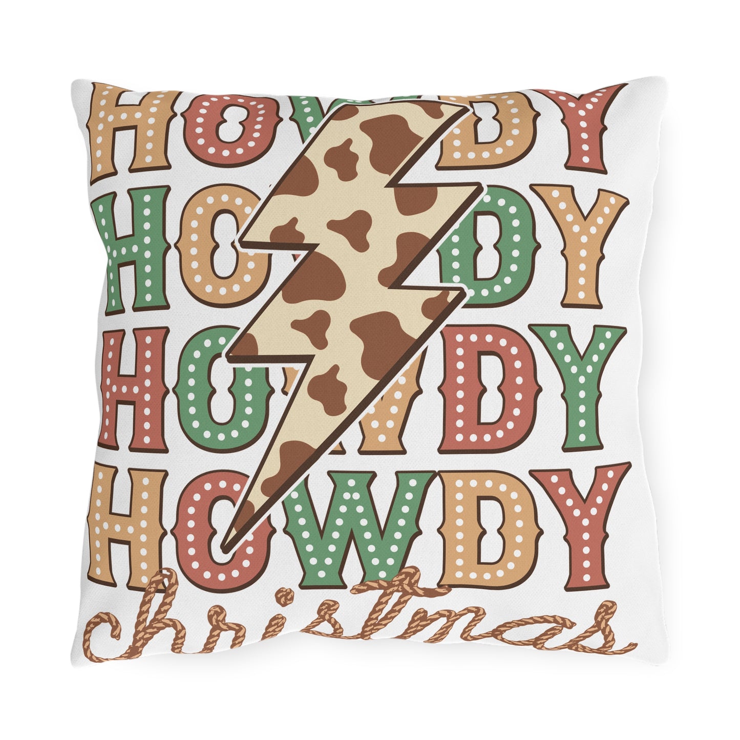 Festive Outdoor Pillow - Howdy Christmas Design, Outdoor Decor