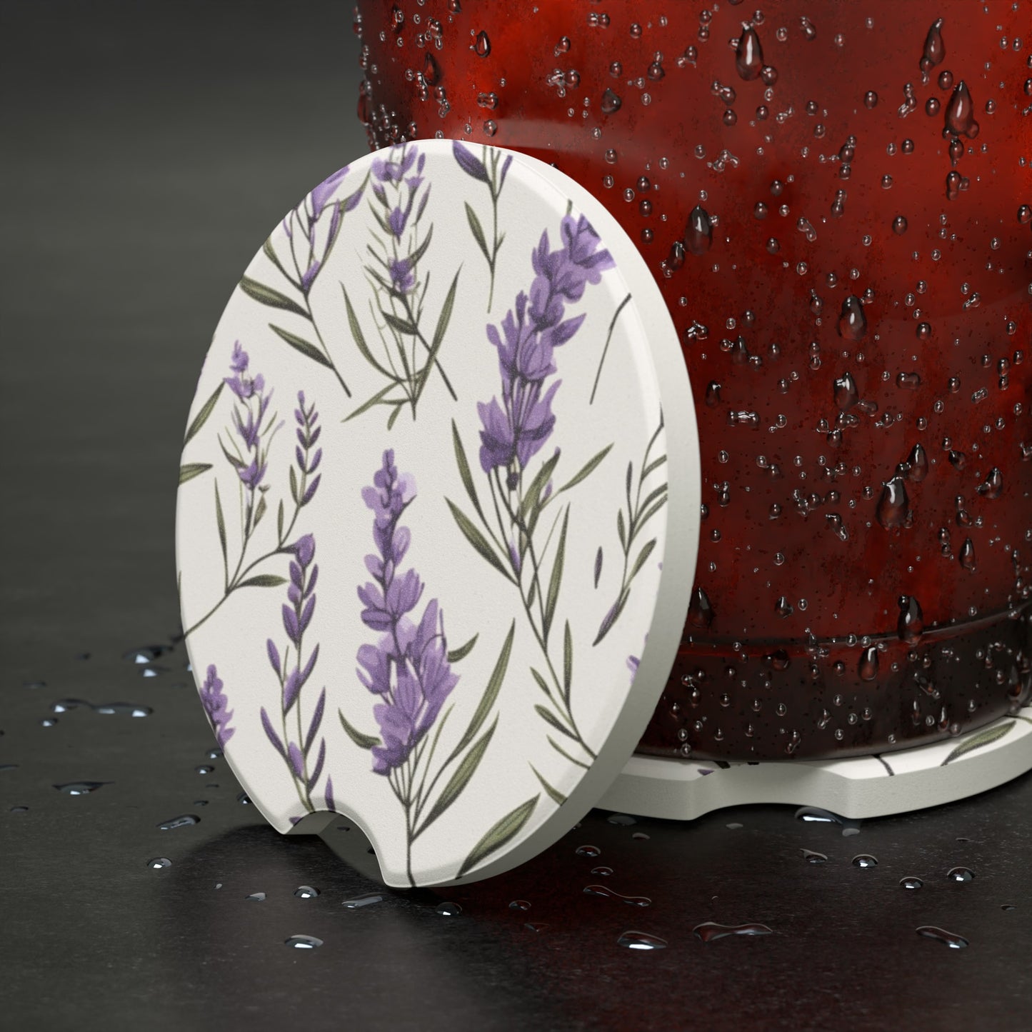 Purple flowers Soapstone Car Coaster