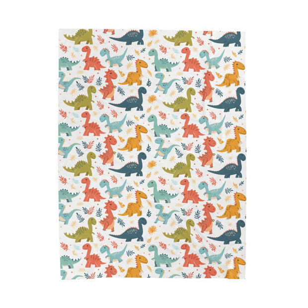 Dinosaur Pattern Velveteen Plush Blanket - Cozy and Fun for Kids