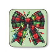 Festive Christmas Coaster with Holiday Bow Design - Hardboard backer
