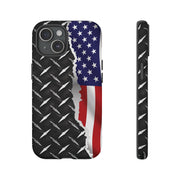 American Flag & Diamond Plate Phone Case - Durable Protection for Patriotic Spirit - Tough Cases