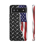 American Flag & Diamond Plate Phone Case - Durable Protection for Patriotic Spirit - Tough Cases