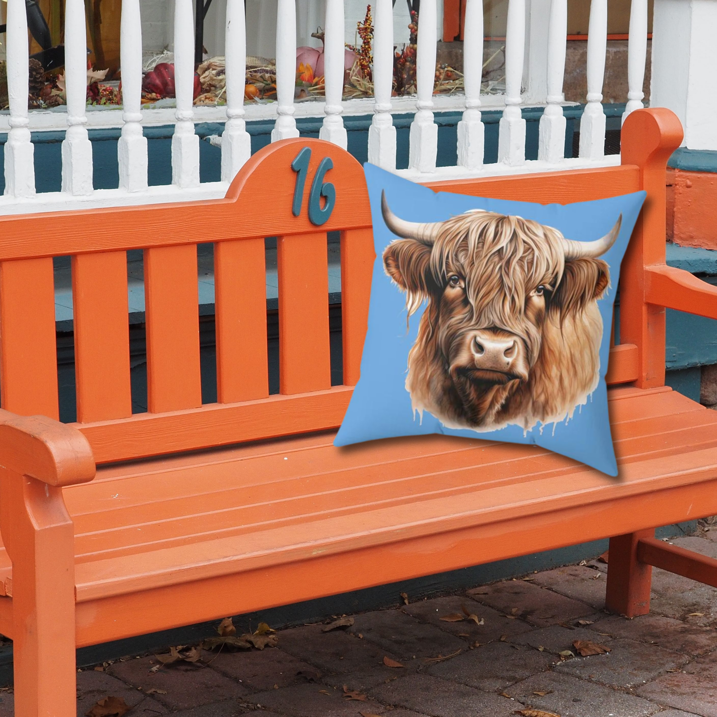 Highland Cow with Horns - Spun Polyester Square Pillow