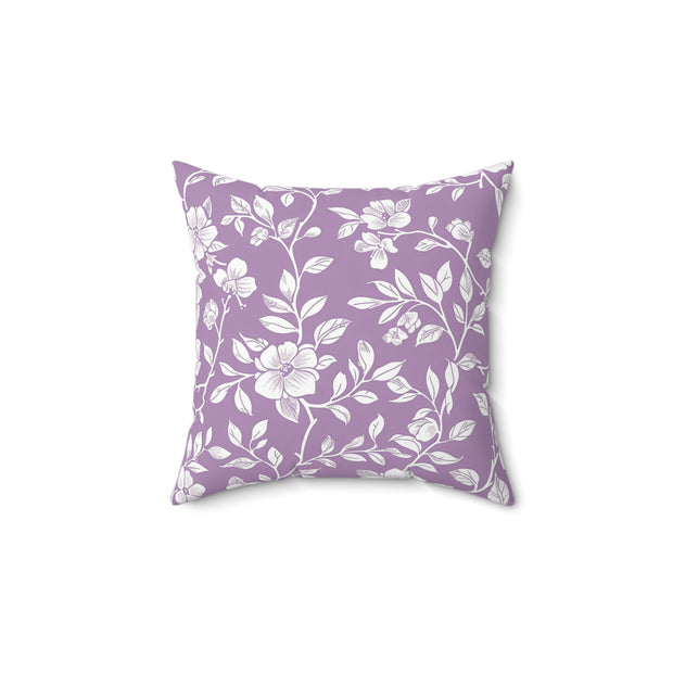 Floral Purple Square Pillow - Charming Decorative Cushion for Home Décor