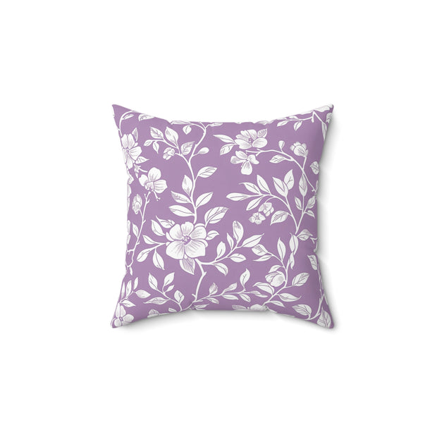 Floral Purple Square Pillow - Charming Decorative Cushion for Home Décor