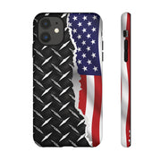 American Flag & Diamond Plate Phone Case - Durable Protection for Patriotic Spirit - Tough Cases