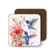 Blue Hummingbirds with Flower - Hardboard Back Coaster