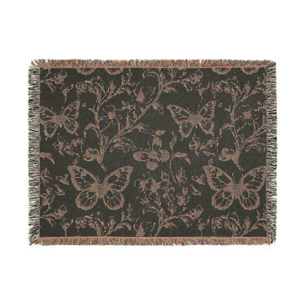 Floral Butterfly Chinoiserie Woven Blanket - Cozy Home Decor for All Occasions