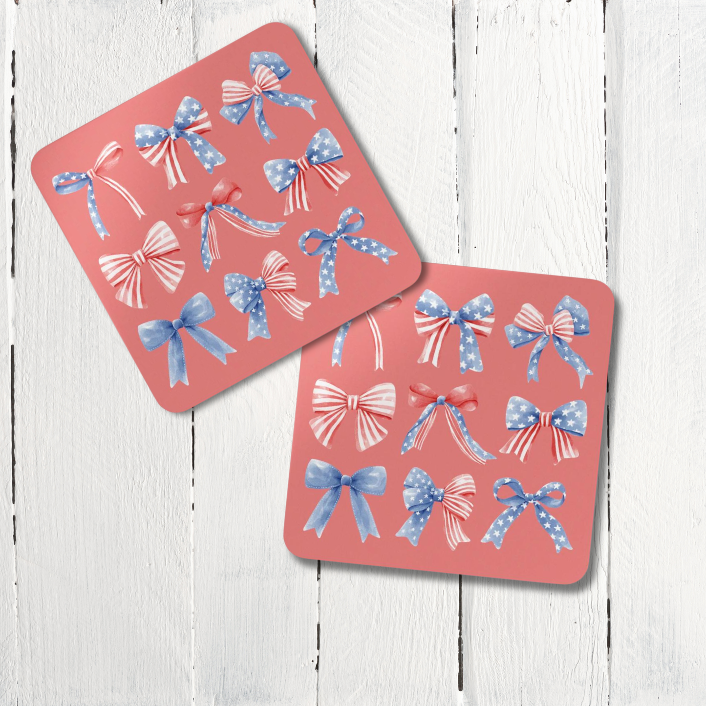 Coquette Bows 4th of July - Corkwood Coaster Set