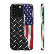 American Flag & Diamond Plate Phone Case - Durable Protection for Patriotic Spirit - Tough Cases