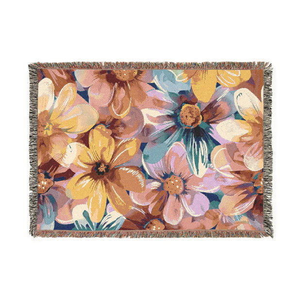 Tropical Floral Woven Blanket - Cozy Home Decor for All Seasons