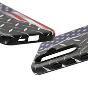 American Flag & Diamond Plate Phone Case - Durable Protection for Patriotic Spirit - Tough Cases