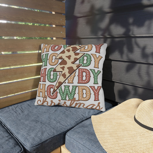 Festive Outdoor Pillow - Howdy Christmas Design, Outdoor Decor