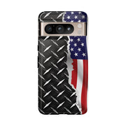 American Flag & Diamond Plate Phone Case - Durable Protection for Patriotic Spirit - Tough Cases