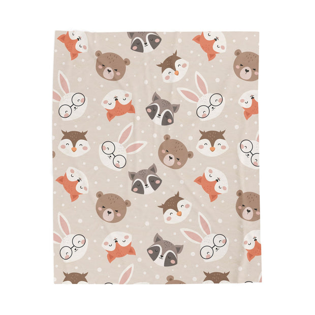 Cozy Velveteen Plush Blanket with Adorable Animal Print